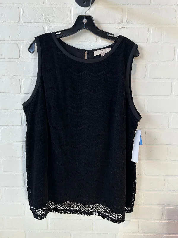 Top Sleeveless By Loft In Black, Size: 1x