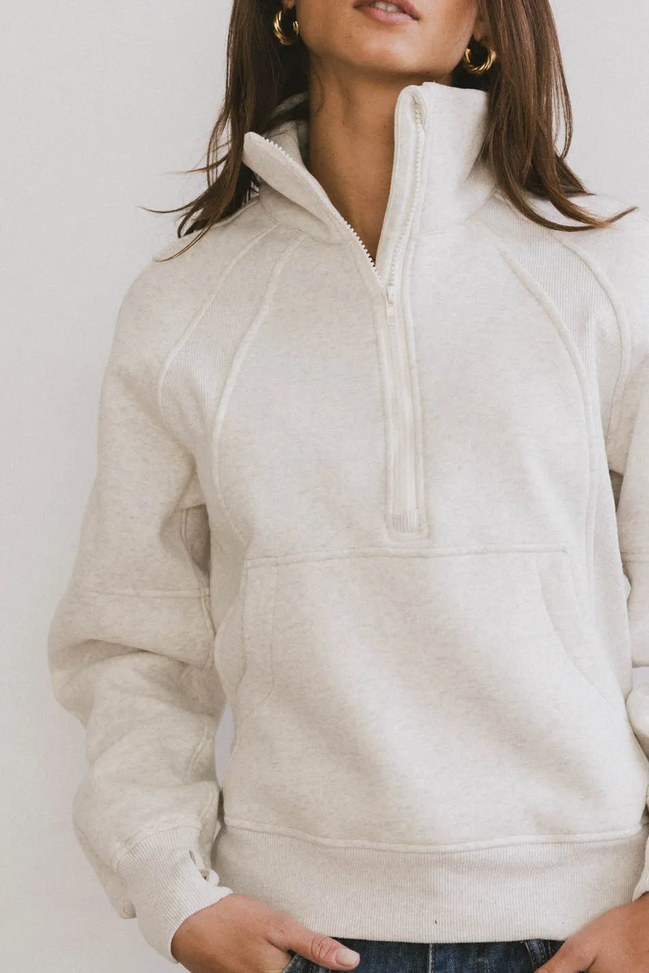 Krista Half Zip in Bone