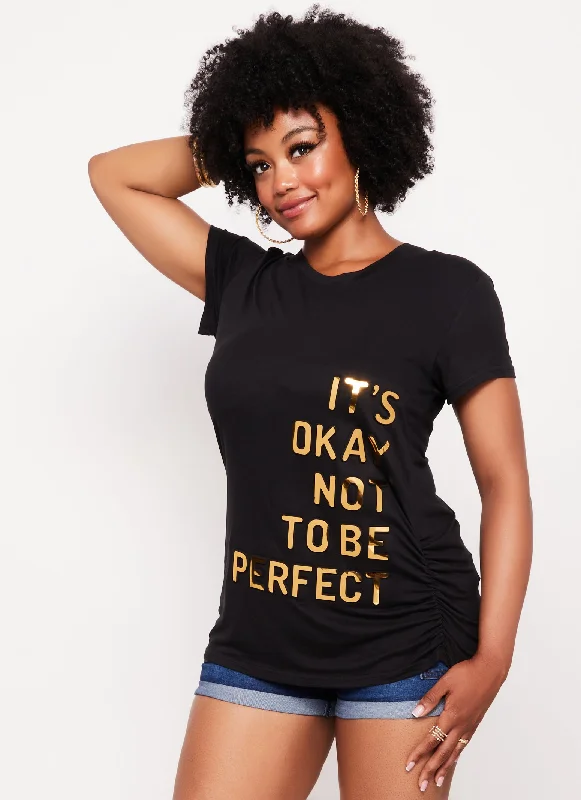 Plus Size Its Okay 3D Foil Graphic Tee