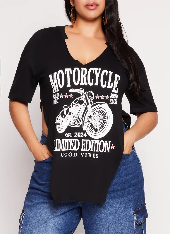 Plus Size Motorcycle Limited Edition Graphic Top