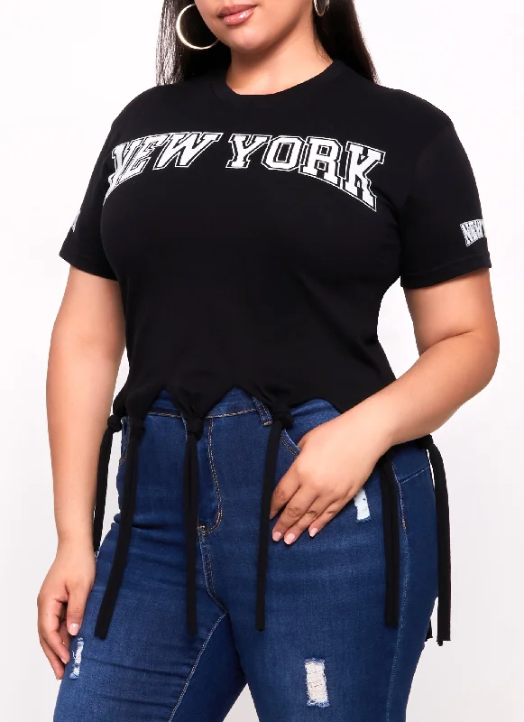 Plus Size New York Fringe Graphic Top