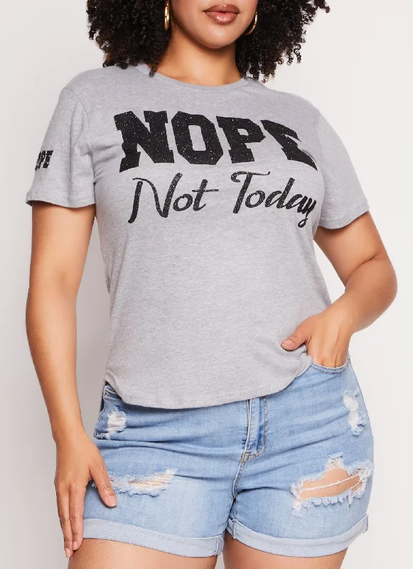 Plus Size Nope Not Today Glitter High Low Tee