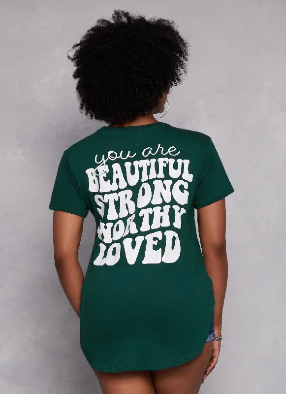 Plus Size Beautiful Positive Vibes Only High Low Tee