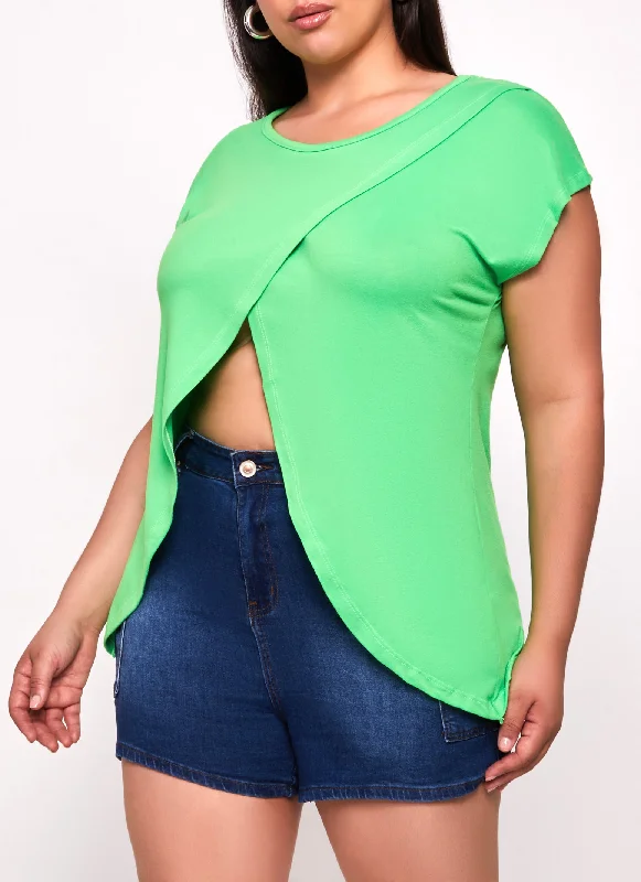 Plus Size Short Sleeve Tulip Hem Top