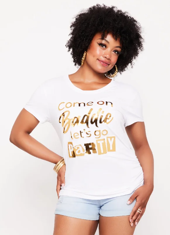 Plus Size 3D Foil Baddie Graphic Tee