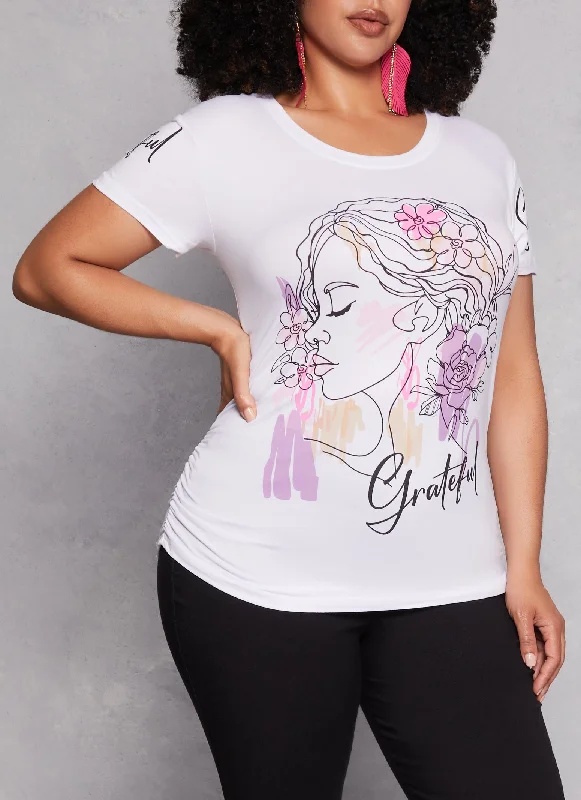 Plus Size Grateful Graphic Ruched Tee