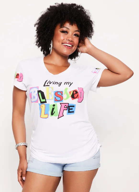 Plus Size Living My Best Life Ruched Graphic Tee