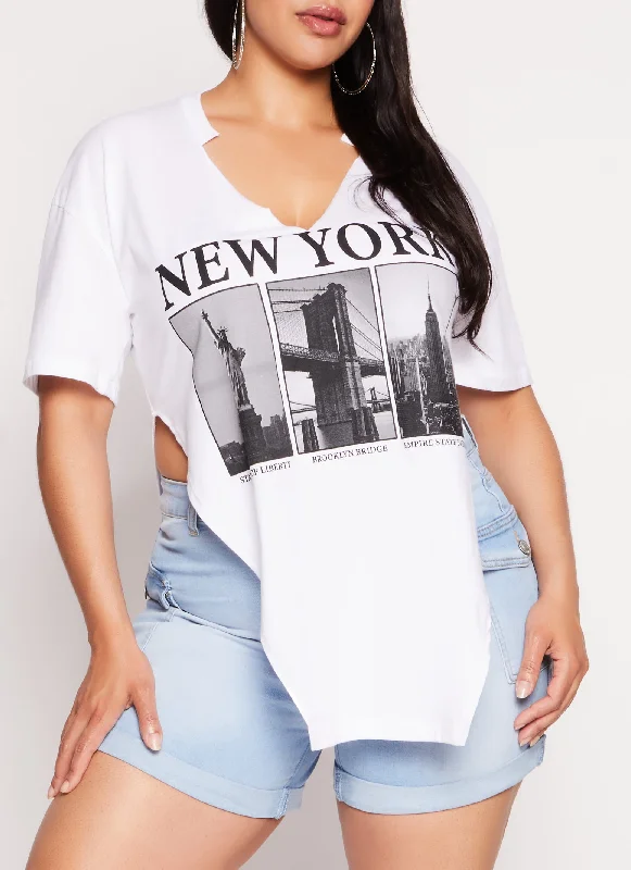 Plus Size New York Hanky Hem Graphic Tee