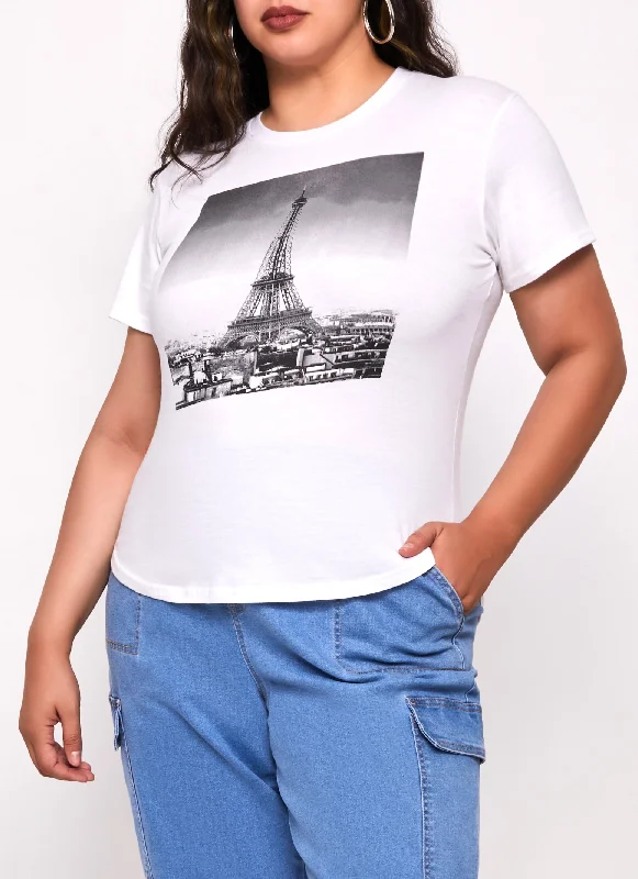 Plus Size Paris Eiffel Tower Graphic Tee