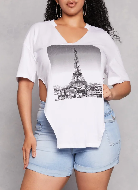 Plus Size Paris Eiffel Tower Graphic Top