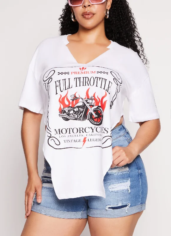 Plus Size Premium Full Throttle Motorcycles Graphic Top