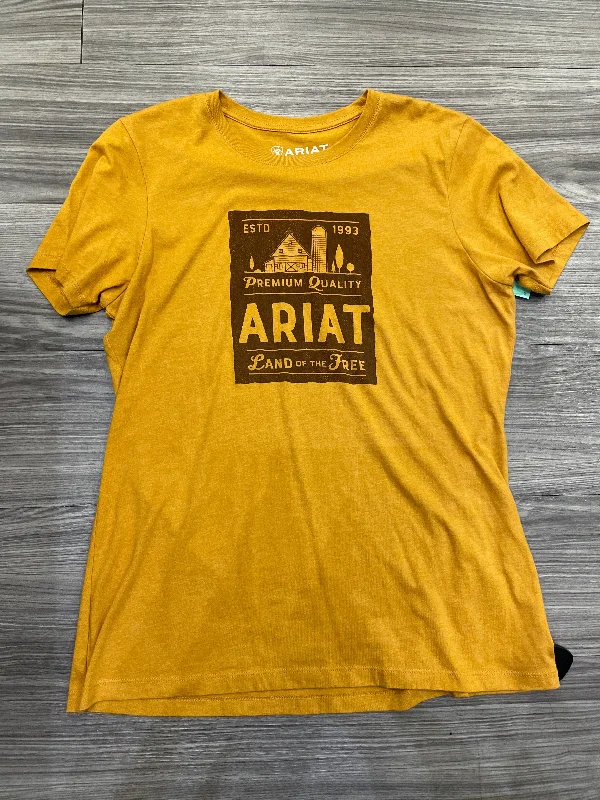 Top Short Sleeve By Ariat In Yellow, Size: Xl