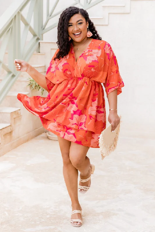 Feeling The Heat Orange Floral Mini Dress FINAL SALE