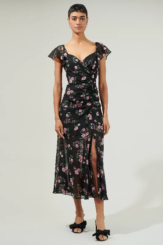 Albany Floral Nadia Ruched Midi Dress