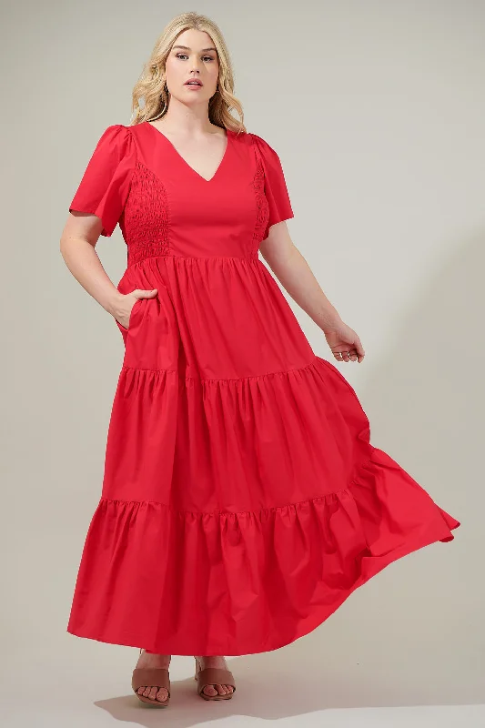 Alexis Poplin Tiered Midi Dress Curve