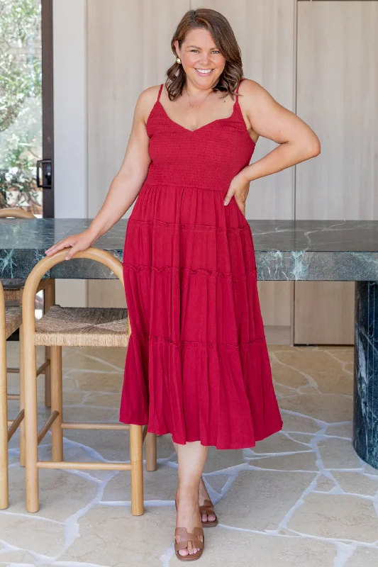 Austen V-Neck Maxi Dress Red