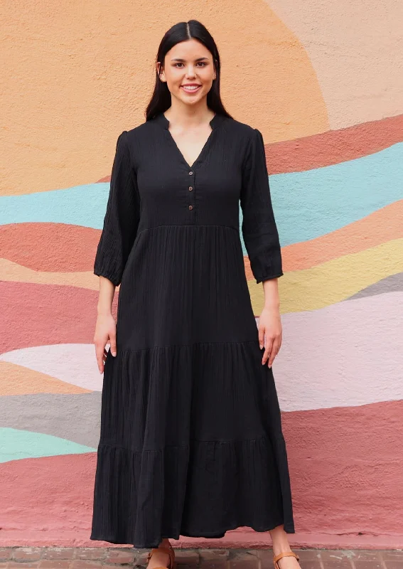 Black Tiered Maxi Dress