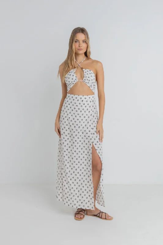 Domino Floral Cutout Maxi Dress Oat