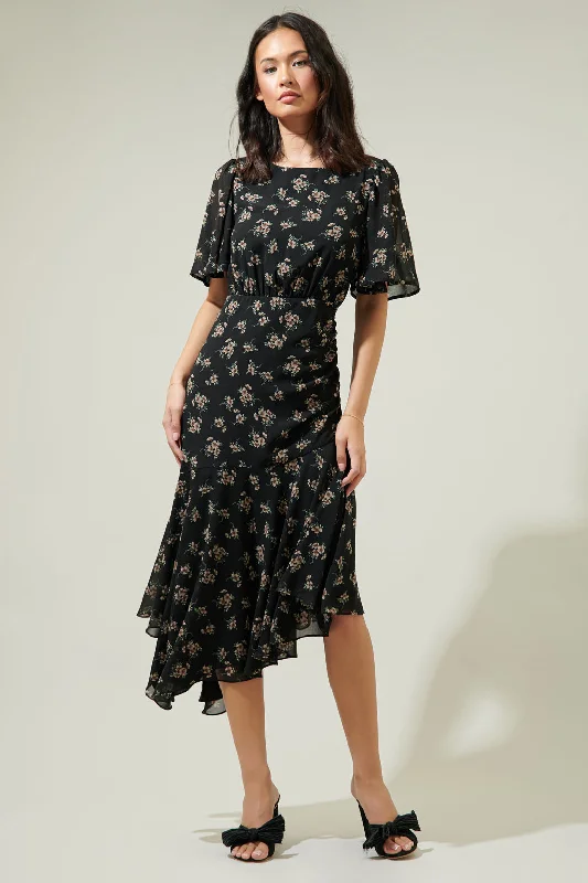 Kim Balboa Asymmetrical Midi Dress