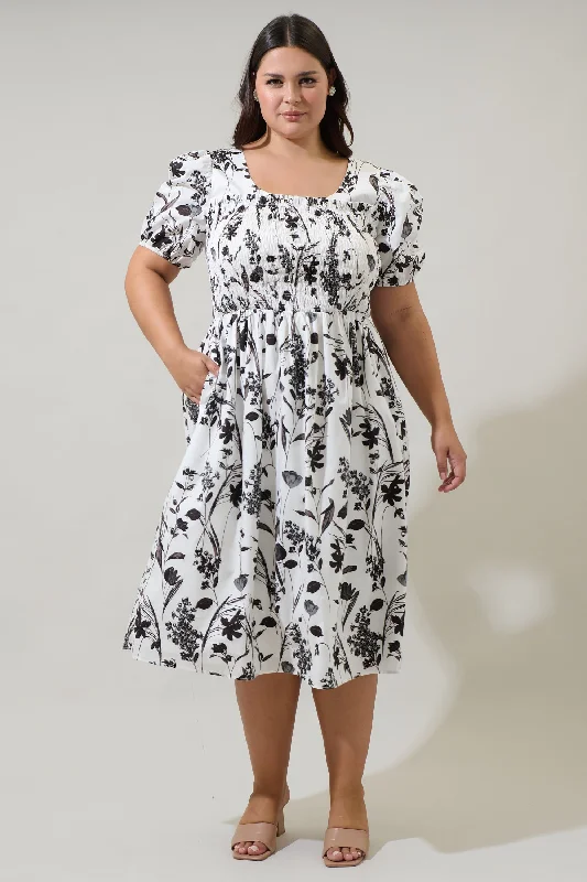 Leiden Floral Delfi Smocked Midi Dress Curve