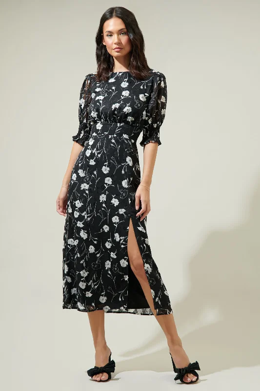 Marilu Floral Showoff Smocked Waist Midi Dress