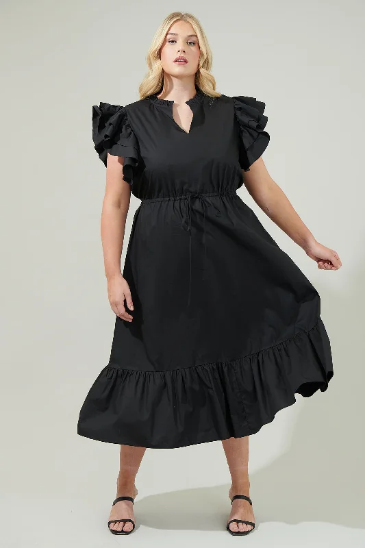 Miley Dillan Midi Ruffle Dress Curve