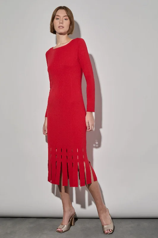 Modern Fit Soft Knit Hem Detail Midi Sheath Dress