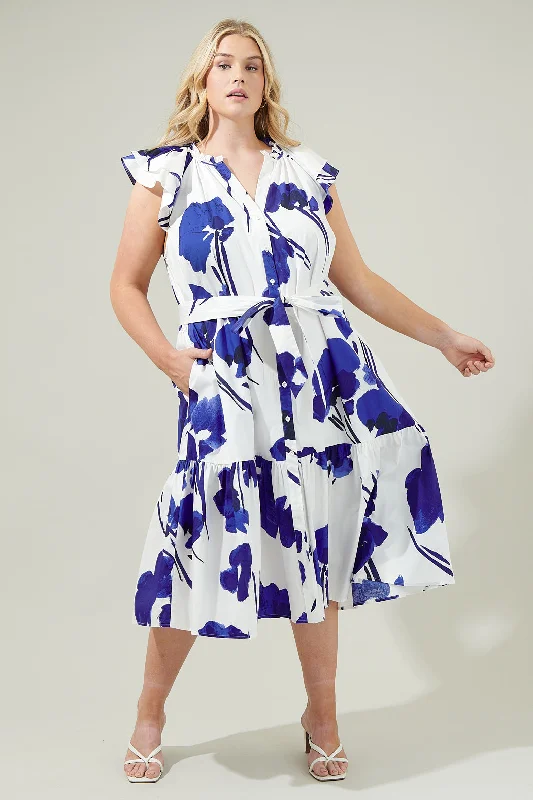 Neli Floral Charlotte Button Midi Dress Curve