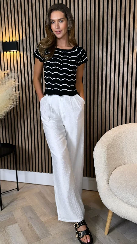 Shauna White Wide Leg Trousers