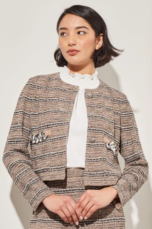 Button-Front Heritage Jacket - Chain Detail Tweed