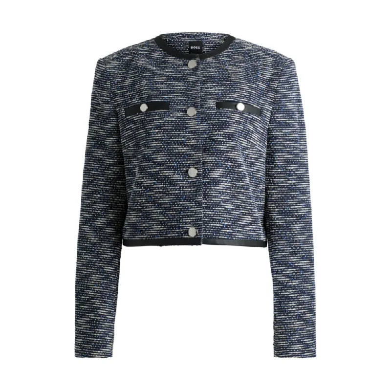 Cropped jacket in cotton tweed