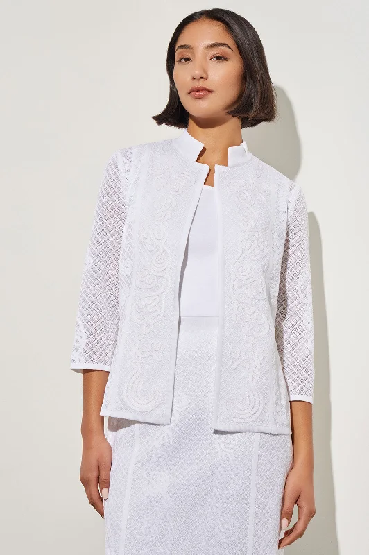 Mandarin Collar Jacket - Soutache Jacquard Knit