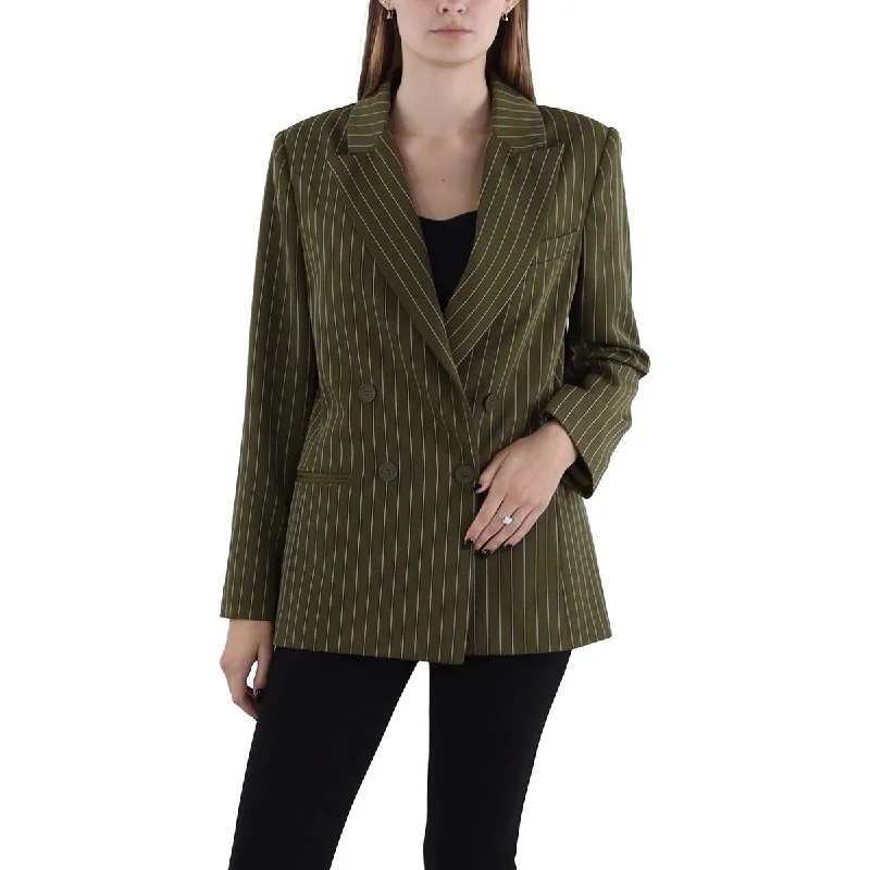 Womens Pinstripe Suit Separate Double-Breasted Blazer