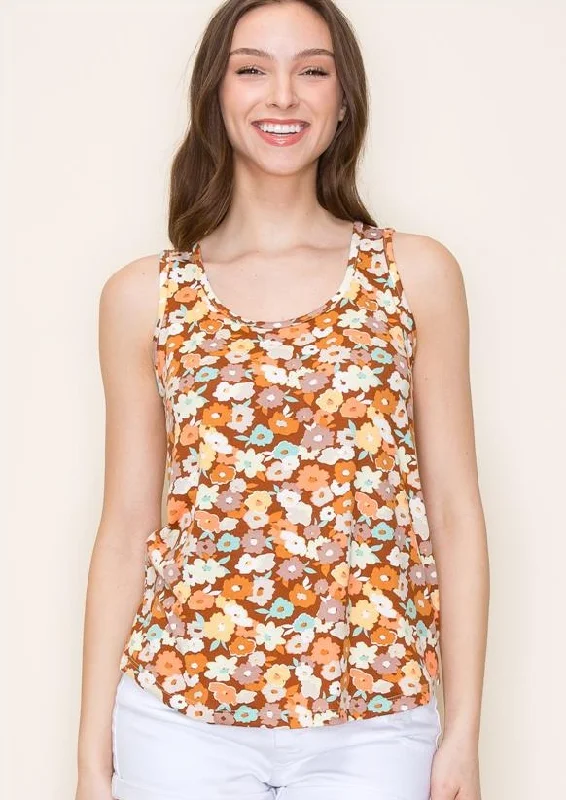 Camel Floral Tank