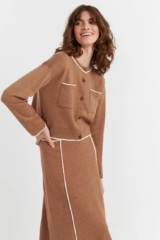 Camel Merino Jeanne Milano Cardigan