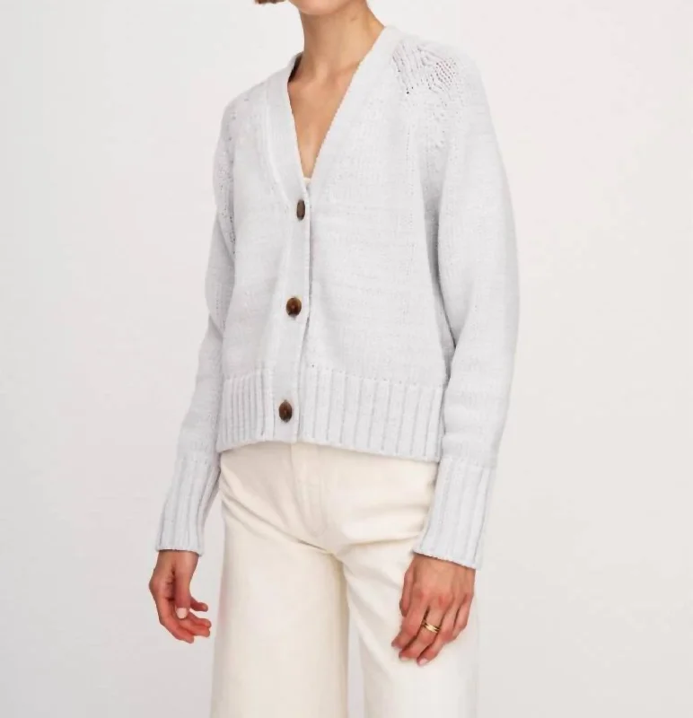 Cotton Rope Cardigan In Pale Grey