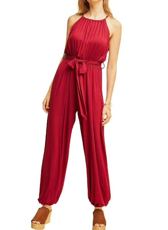 Day To Night Jumpsuit In Cranberry