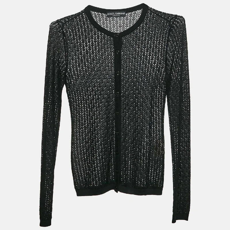 Dolce & Gabbana Black Silk Knit Buttoned Cardigan