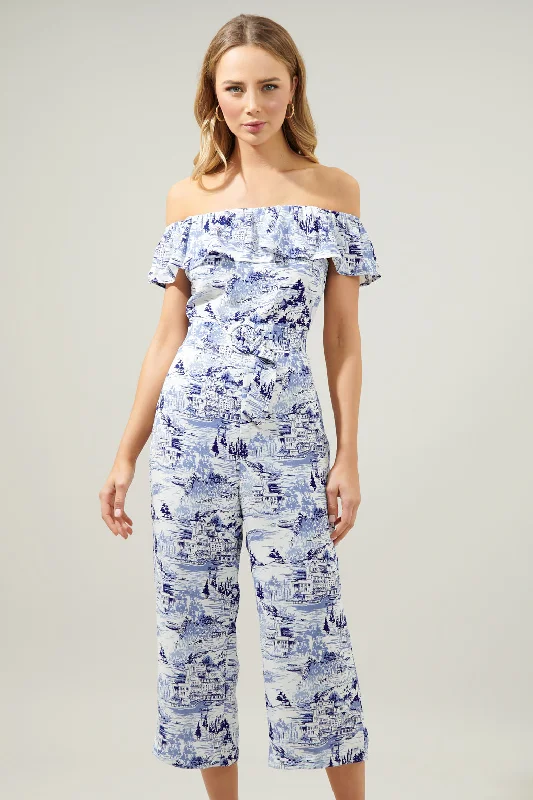 Francine Toile Sky Off the Shoulder Jumpsuit