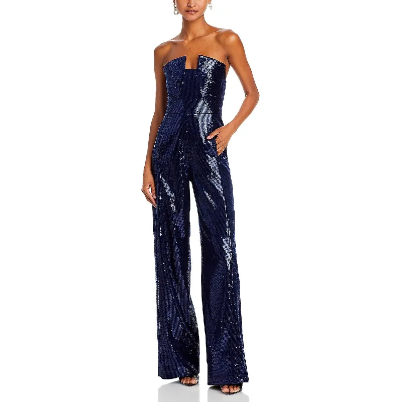 Lena Womens Strapless Wide Leg Jumpsuit