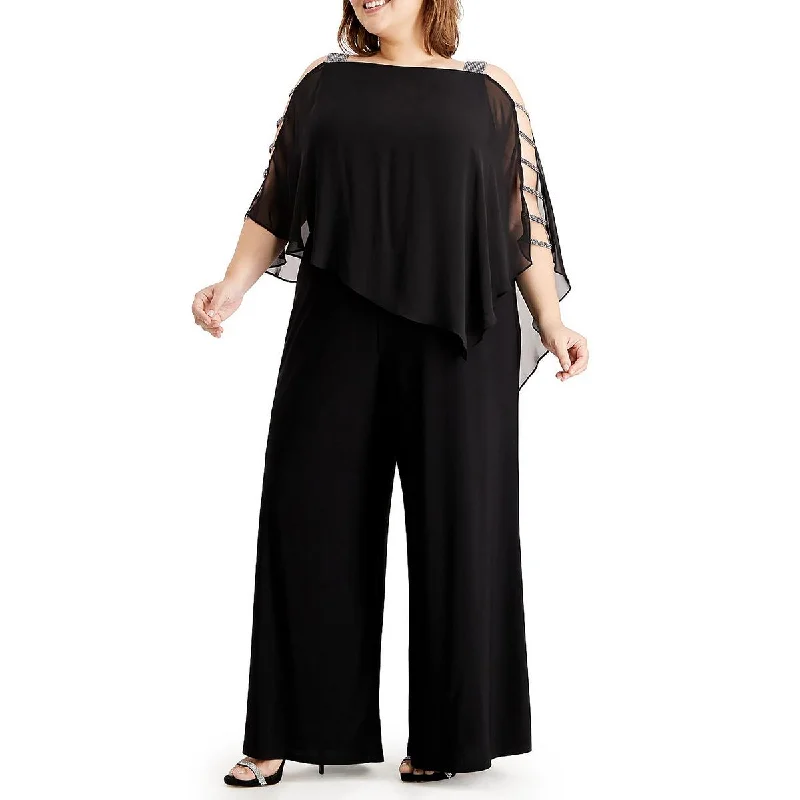 Plus Womens Chiffon Cocktail Jumpsuit