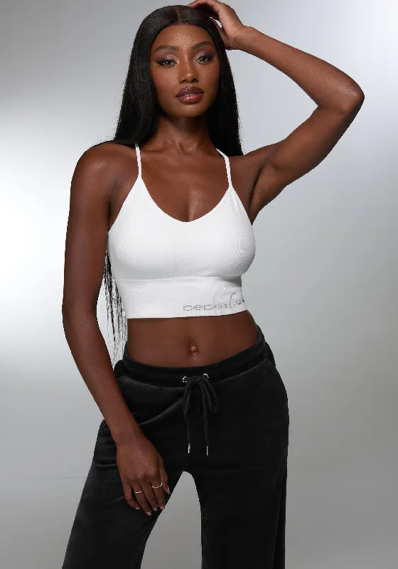 Rhinestone Logo V Neck Bra Tank