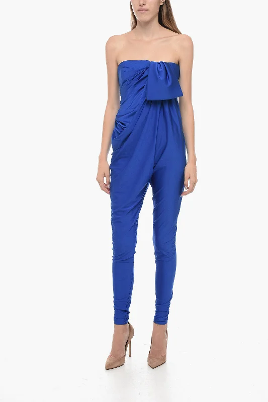 Saint Laurent Draped Jumpsuit with Decorative Detail