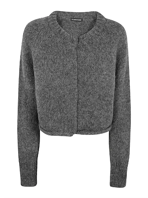 Women's Loose Cropped Cardigan In Grey Melange