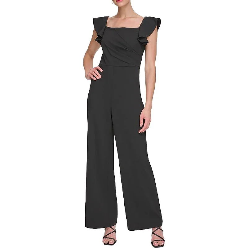 Womens Square Neck Flutter Sleeve Jumpsuit